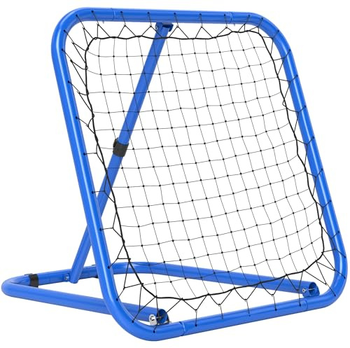 HOMCOM Rebounder für Fußball, 78 x 84 cm Prellwand mit Heringen, verstellbar in 5 Stufen, tragbar, Kickback Tor, Fußballtor für Jugendliche, Fußball Trainingszubehör für Baseball Training Blau