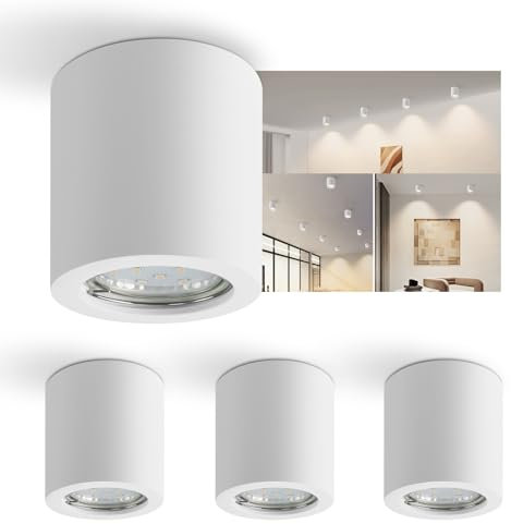 ZMH Faretto da superficie 4x bianco fareggere rotondo: faretti da soffitto GU10 230V faretti in gesso piccoli senza lampadina