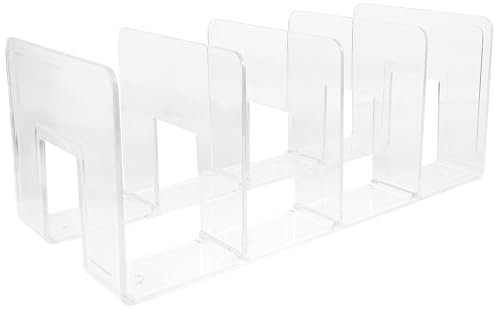 NUOBESTY Mehrzweck Acryl Buchstütze Mit Vier Fächern Transparenter Tisch Organizer Schreibtischregal Für Büro Und Schüler