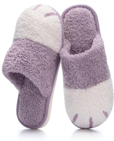 GOEWY Zapatillas de Casa para Mujer Invierno - Pantuflas Abrigadas con Diseño de Huellitas de Gato, Suela Antideslizante de Espuma Viscoelástica - Ideal para Mujeres, Mamá o Novia