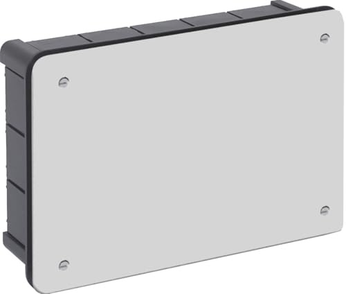 Unterputzdose 160 x 100 mm mit Deckel und Schrauben, ideal für elektrische Anschlüsse und Stromverteilung.