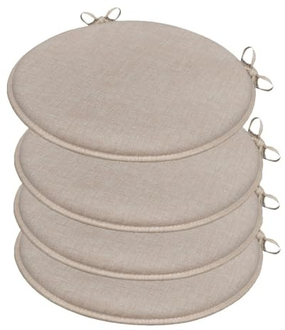 emmevi Set 4 Cuscini Sedia Rotondi Cotone Lavabili Morbidi Coprisedia Tondo Tinta Unita Pastello Marrone