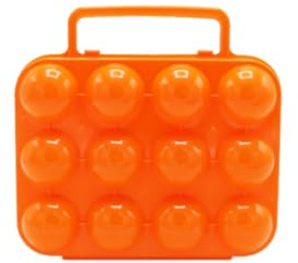 MEKLITRZ Boîte de Rangement pour Œufs Pliable en Plastique à 12 Compartiments pour Extérieur, Camping, Pique-nique (Orange)