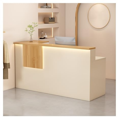 ZHENGQIAN Empfangstheke mit LED-Beleuchtung,Empfangstisch aus Holz,Empfangstheke Empfangstresen,Moderner Empfangstresen mit Theke,für Salon und Büro, Kassenraum(C1,LEFT-120cm/47.2in)