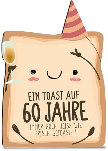 geschenke Geburtstag 60 Karte Toast 60 Geburtstag Holzkarte - Geburtstagskarte mit Umschlag - originelle Toast-Grußkarte zum 60. Ehrentag, besondere Überraschung für die Feier, besondere Karte