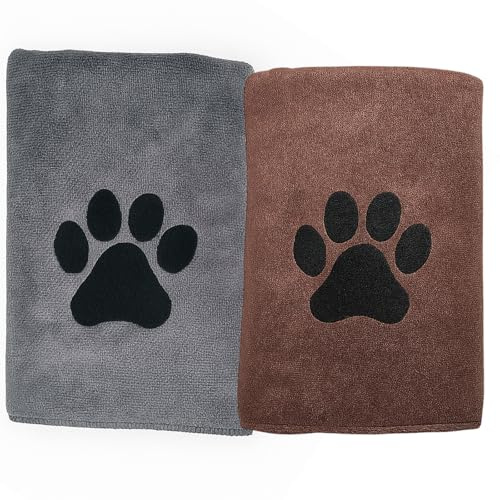 PSFXBM 2 Pack Dog Towels, Dog Towels for Drying, Pet Shower Bath Towel, Fast Absorbing Puppy Blanket for Bath and Outdoor Use, Quick Dry Dogs Cats Bath Towel for Medium & Small Dogs Cats