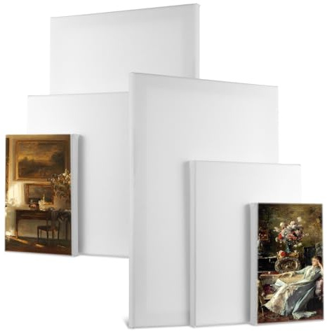 6 stycken dukar att måla på, bomullsduk 30x20cm 20x15cm 15x10cm, kilramar Vita dukar för akrylfärger, oljemålningar, hantverkare, konstnärsbilder