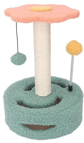 Aoaoy Tiragraffi per gatti in sisal, stabile, interattivo, con campanello, per arrampicarsi, saltare, dormire, rilassarsi (rosa)