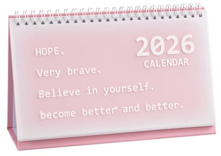 Small Desk Calendar 2025-2026 UK, July 2025 to Dec. 2026-18 Month Academic Calendar, Mini Standing Flip Desk Calendar for Home Office School - Strong Twin-Wire Binding (Pink)
