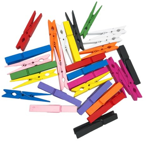ORFOFE 50 Pezzi Mollette in Legno Colorate per Foto e Lavoretti DIY Clip Resistenti e Leggere per Decorazioni Fermagli Multiuso per Casa e Scuola Dimensioni Compatte