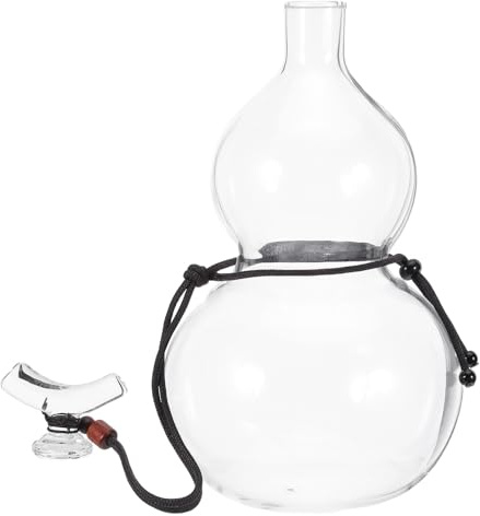 Angoily Botella de Vidrio Transparente de Calabaza 600 Ml con Tapa Hermética Botella Portátil para Vino de Frutas y Bebidas al Aire Libre Diseño Vintage para Viajes y Uso Doméstico