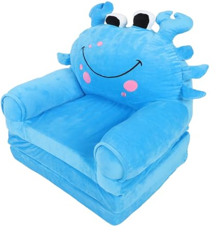 Xiuganpo Sofá De Felpa De Muñeca De Dibujos Animados Vibrante para Niños, Asiento Plegable Abatible para Niños para Jugar, Sofá Compacto para Pequeños para Una Experiencia De Lectura Acogedora (Blue)
