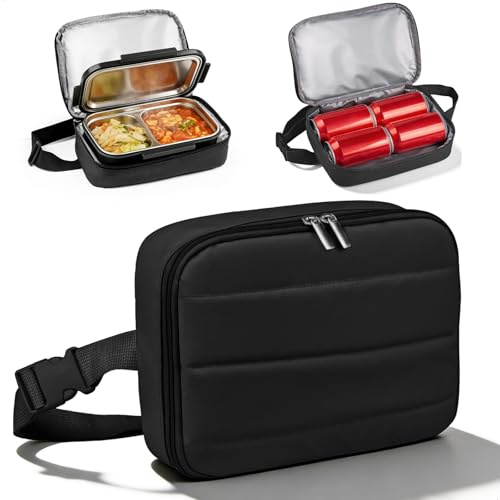 runyuanshuo Bolsa Termica Porta Alimentos, Nevera Portatil, Nevera Portatil Pequeña, Nevera Pequeña Portatil 24x18x6 cm con Correa Ajustable Impermeable para Oficina Deporte Senderismo y Viaje