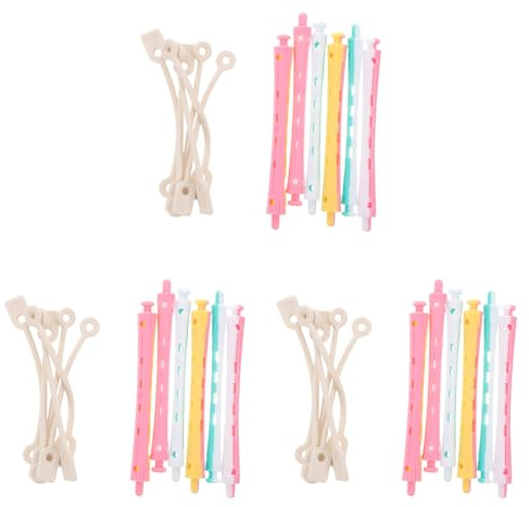 SOIMISS Juego de 18 Varillas para Permanente Ondas Frías, Rulos de Plástico para Cabello Rizado Natural, Tamaño Pequeño 8,9 Cm, Colores -, rosado y Rosado-, Rizadores sin Calor