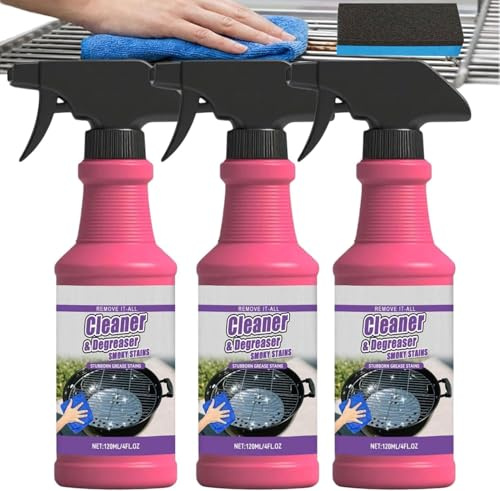 Nettoyant Barbecue Spray Dégrasseur Pour Gril - Action Rapide Extérieur - Élimine Résidus Alimentaires Brûlés et Graisses Incrustées - Pour Grille, Four, Poêle, Plancha (3PCS)