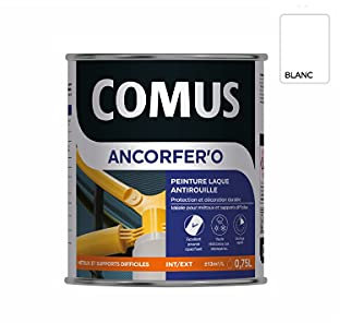 Ancorfer'o 0.75L Blanc - Peinture-Laque de Finition Antirouille en phase Aqueuse pour Métaux et Autres Supports (Bois, Plâtre…)