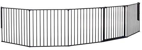 BabyDan Flex XXL, 90-350 cm, Kaminzaun/Treppengitter/Raumteiler/Kaminumrandung, Schwarz, Hergestellt in Dänemark - Kinderschutzgitter/Sicherheitsgitter (Haustiergitter/Hundegitter/Hundespielgehege)