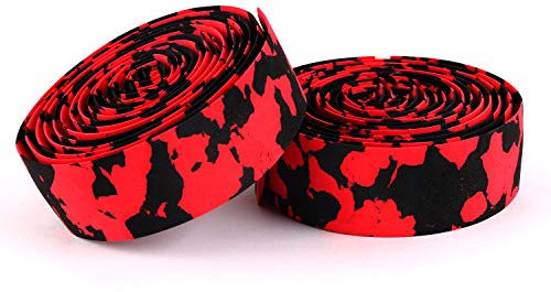Vinqliq New Super Soft Bike Bicycle Cycling Handlebar Tape Wraps with Bar Plugs (Red & Black)