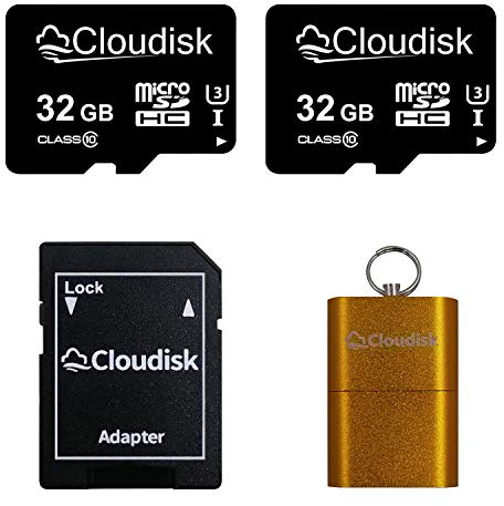 Cloudisk 2Pack 32GB Micro scheda SD Scheda di memoria MicroSD con adattatore SD + lettore di schede (32GB)