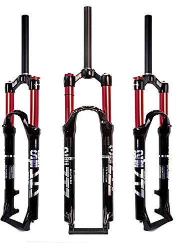 ZTZ MTB Gabel, 26/27.5/29 Zoll, Doppel Luftkammer mit ABS Dämpfung, Aluminiumlegierung, 9mm Schnellverschluss (Red, 27.5)