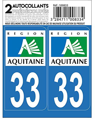 Raceflag Nummernschild-Logo, Region Aquitaine Gironde 33