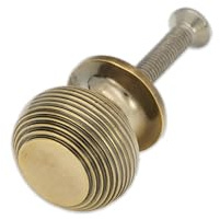 Infinity Decor Solid Brass Antique Old Style Beehive Bloxwich Reeded Cabinet Chest Knobs Pulls 6 Designs (Beehive Small)