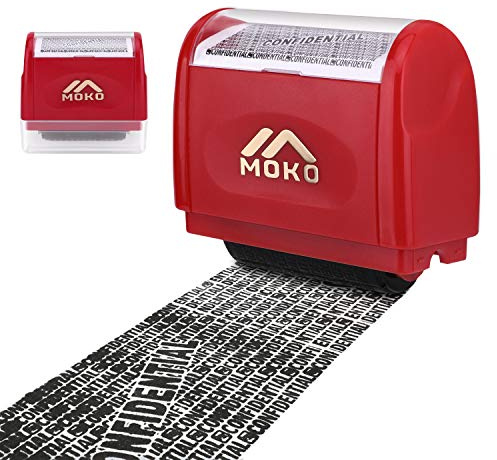 MoKo ID Theft Roller Stamp Refillable Self Inking Large Data Protection Stamp Camouflage for Privacy Privacy Blackout Large Red