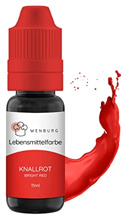 Wenburg Lebensmittelfarbe Rot Intensiv, 11ml hochkonzentriert, made in EU, zuckerfrei, flüssig. zum Färben von Teig, Getränken, Aromen, Slime (Knallrot)
