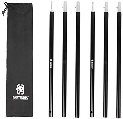 OneTigris Lightweight Tent Poles, 2pc/set, 7075 Aluminum Alloy, Adjustable & Extendable (125cm)