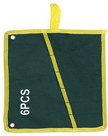 Haofy Bolsa organizadora de Llaves de 1 Pieza, Bolsa de Almacenamiento de Herramientas de Llave Inglesa Enrollable Verde, Lona Duradera 6/8/10/12/14/25 Bolsillos(6PCS)
