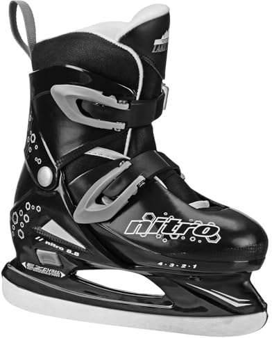Lake Placid Boys Nitro 8.8 Adjustable Figure Ice Skate, Grey/Black, Medium (1-4)