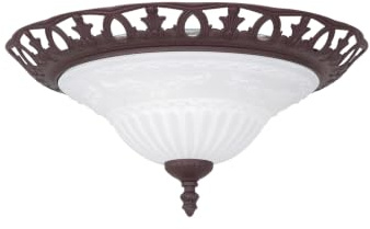 meineWunschleuchte Decken-leuchte in Rostoptik mit Glas Lampenschirm | Ø38cm, mit 2x E27 LED, Deckenlampe Landhausstil, für Wohnzimmer, Flur & Treppenhaus, rustikales Design