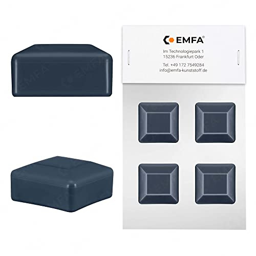EMFA Zaunpfahlkappe 50x50 mm 4 Stück Anthrazit Pfostenkappe quadratisch Zaunpfostenkappen Zaunabdeckung Kunststoff Deckel Zaunkappen 5x5 cm