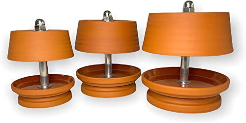 HP-TLO Flache Glocke WELLENMUSTER im Set 18 Kerzen TERRAKOTTA Teelichtlampe Balkon Garten Terrasse Deko HORNET-PRODUCTS Die Teelichtofen - Manufaktur