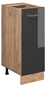 Vicco Apothekerschrank R-Line, Anthrazit Hochglanz, 30 cm | 1 Auszug · Ohne Arbeitsplatte · Höhenverstellbare Füße · 2 Einlegeböden · ✓ Frei kombinierbar