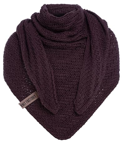 KNIT FACTORY - Dreiecksschal Sally - Damen Strickschal mit Wolle - Grob gestrickten Schal - Hochwertige Qualität - XXL Schal - 220x85 cm