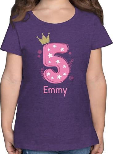Geschenk mit Namen personalisiert by Shirtracer - T-Shirt Mädchen - 5. Geburtstag - 5 mit Name