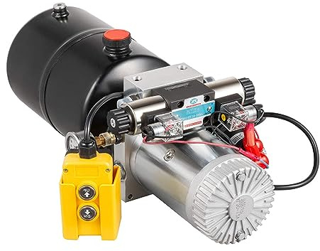 6/8/10 Quart 12V Hydraulikpumpe Doppeltwirkend, Aggregat für LKW Anhänger, Schneller Start, Schnelle Ölabgabe (6L)