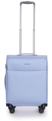 Stratic Light + Koffer Weichschale Reisekoffer Trolley Rollkoffer Handgepäck, TSA Kofferschloss, 4 Rollen, Erweiterbar, Größe S, Hellblau