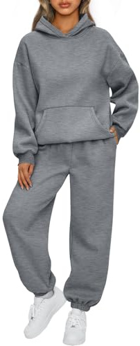 AUTOMET 2-delat loungeset, damkläder, hoodie och byxor, plusstorlek, höstmode, flygplats, resor, träningsoverall, Mörkgrå, M