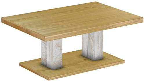 B.R.A.S.I.L.-Möbel Brasilmöbel Couchtisch Rio UNO 120x80 cm Shabby Platte Brasil Wohnzimmertisch Holz Säulentisch Pinie Massivholz Stubentisch Beistelltisch Größe und Farbe wählbar