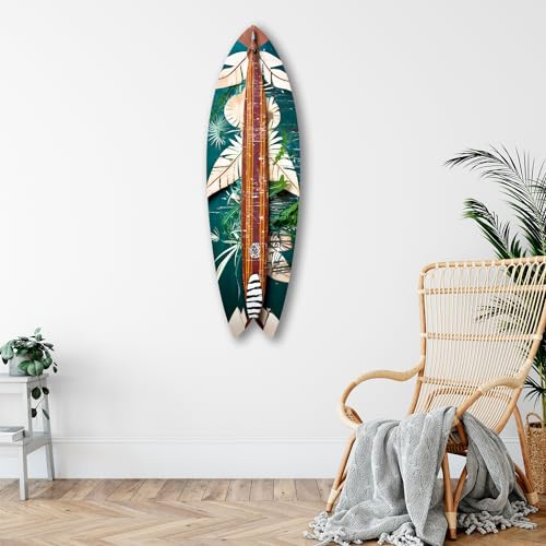 DECLINA, Wandbild, Surfbrett, Surfbrett, Surfbrett, Aludruck, Surfbrett, Deko Surfbrett, Retro Design, 100 x 30 cm
