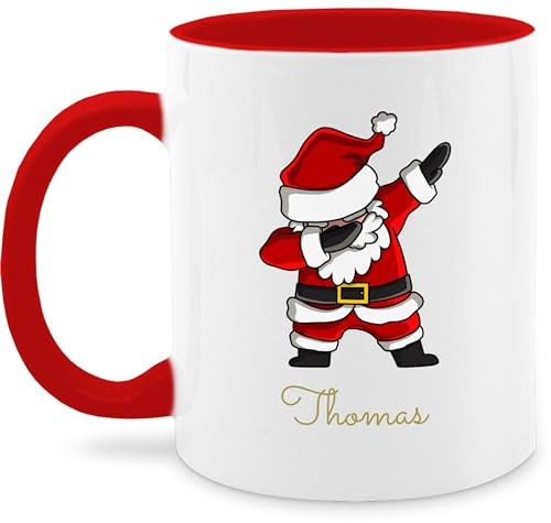 Tasse Tassen 325ml - Weihnachten Weihnachtstasse - Dab Dabbing Weihnachtsmann mit Name I Weihnachtsmotiv - 325 ml - Rot - personalisierte weihnachtstassen christmas mug 2023 weihnachtsmotiven