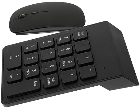 HOMSFOU Ratón Inalámbrico Fácil de Transportar y Almacenar Negro Teclado Numérico Inalámbrico y Abs Diseño Práctico y Moderno para Oficina y Hogar