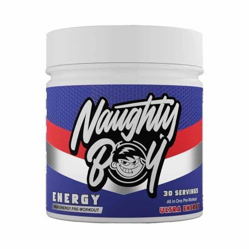 Naughty Boy High Energy Pre Workout Powder with Beta Alanine, Citrulline & Caffeine Supplements for Men & Women Clinically Dosed Energy Drink- 390g/30 Servings(Ultra Energy)