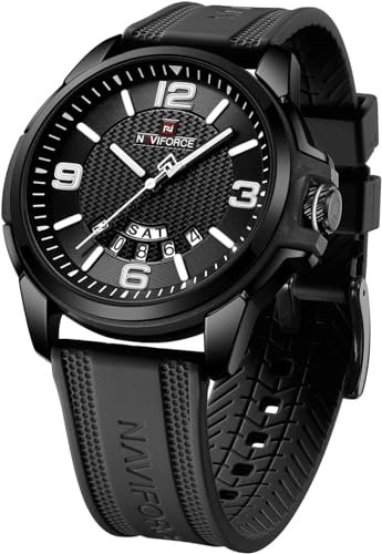 NAVIFORCE Orologio da polso da donna con cinturino in silicone, impermeabile, analogico, militare, sportivo, unisex, con funzione data