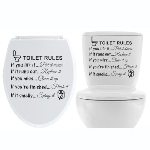 CREATCABIN 3feuille D'Autocollants Règles Toilette pour Abattant WC,Autocollants Muraux Auto-Adhésifs pour Salle Bain,Décoration Couverture Toilette,PVC Imperméable pour Toilettes,WC,Toilettes,30x25cm