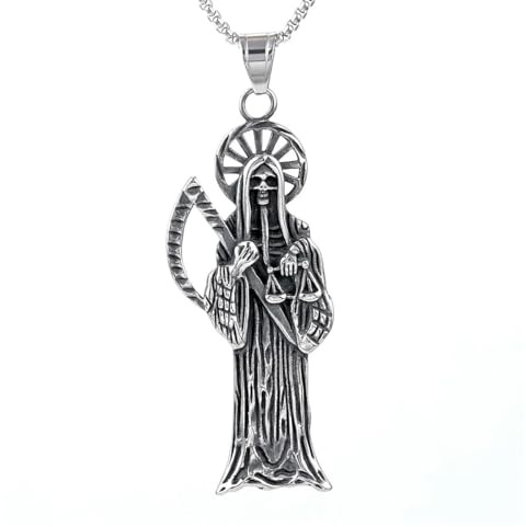 Hokech Acero inoxidable Santo Santo Muerte Santa Muerte Parca Colgante Collares Joyería de Moda Cadena Accesorios