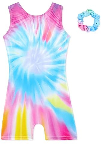 XiaoMoSha Justaucorps de gymnastique pour filles sans manches - Tenue de danse moulante pour enfants - Couleur dégradée - Justaucorps arc-en-ciel scintillant pour petites filles de 2 à 10 ans, 6-7 ans