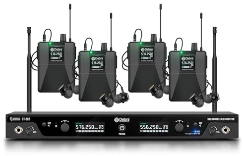 D Debra Sistema In-Ear UHF ST-202, Monitorización, IEM, 4 Bodypack, Receptor, Sin Interferencias, para Escenario y Estudio